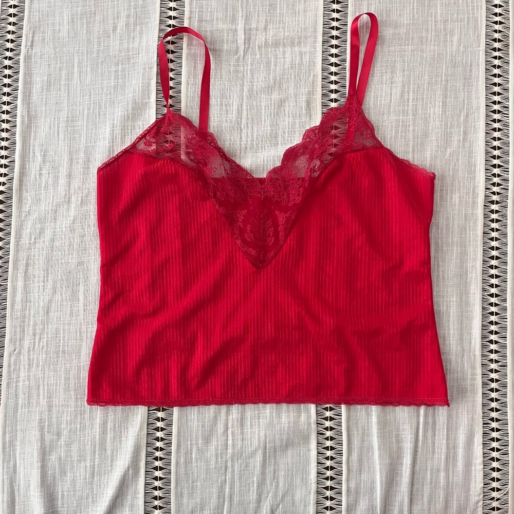 Vintage red lace tank top